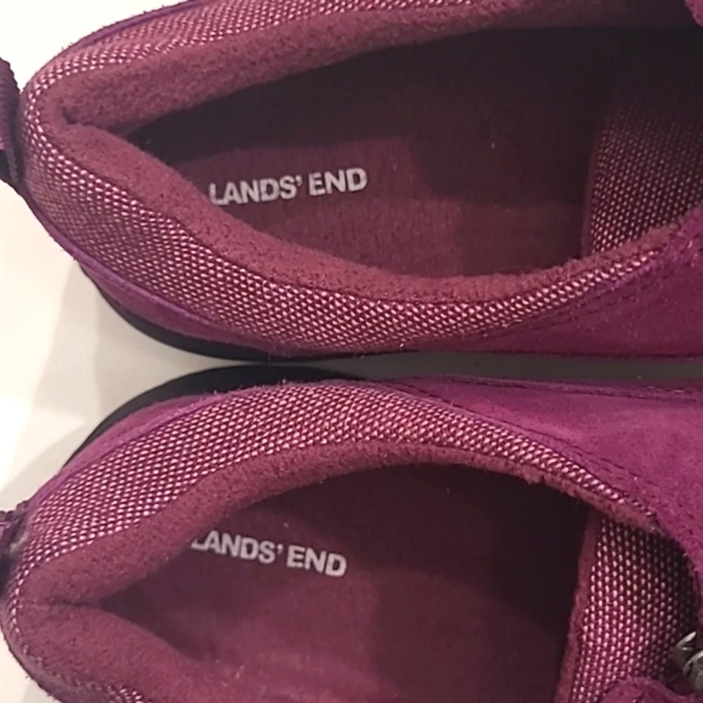 Lands’ End Suede Leather Boot Sneakers All Weather Insulated Half Zip Shoes NWOT